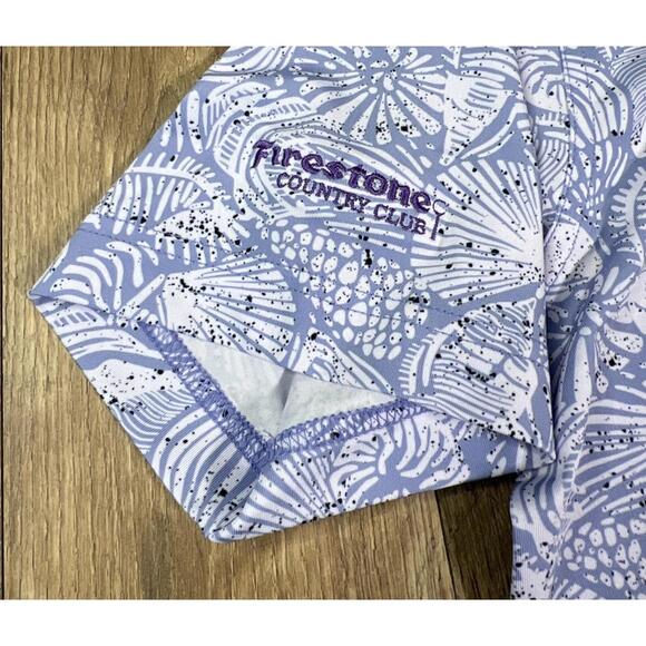 Waggle Polo Firestone Seashell Beach Ocean Print Golf Performance Stretch Large. - Picture 3 of 8